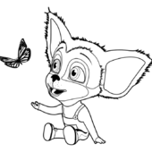 Раскраска Барбоскины Малыш играет с бабочкой