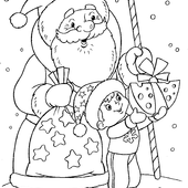 Раскраска Дед Мороз с подарками