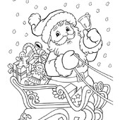 Раскраска Дед Мороз в санках