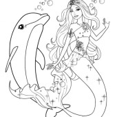 Раскраска Барби русалка и дельфинчик