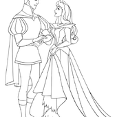 Раскраска Принцесса Аврора и принц