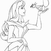 Раскраска Принцесса Аврора с белочкой