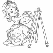 Раскраска Принцесса София рисует картину