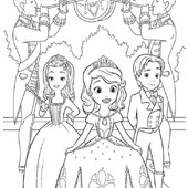 Раскраска Принцесса София с братом и сестрой