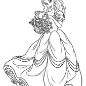 Раскраска Принцесса Белль с цветами