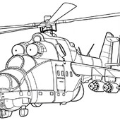 Раскраска Вертолет военный Акула