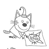 Раскраска Три кота. Компот рисует