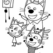 Раскраска Три кота и время