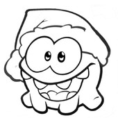 Раскраска Ам-Ням в новогодней шапочке