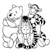 Раскраска Винни-Пух с Тигрой и Осликом