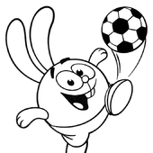 Раскраска Смешарики Крош играет в футбол