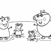Раскраска Свинка Пеппа с семьей