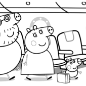 Раскраска Свинка Пеппа в самолете