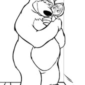 Раскраска Маша и Медведь обнимашки