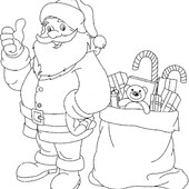 Раскраска Дед Мороз и мешок подарков
