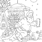 Раскраска Дедушка Мороз доставляет подарки