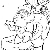 Раскраска Дед Мороз лезет в трубу
