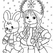 Раскраска Снегурочка и зайчик