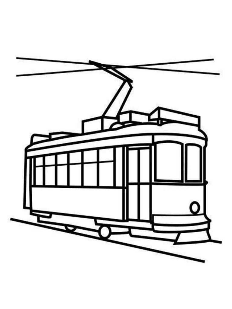 Раскраска онлайн Трамвай бесплатно