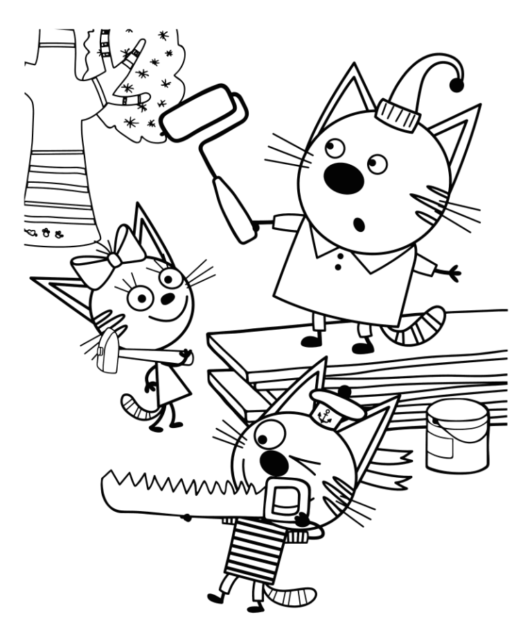 Три Кота - Распечатать раскраску для детей