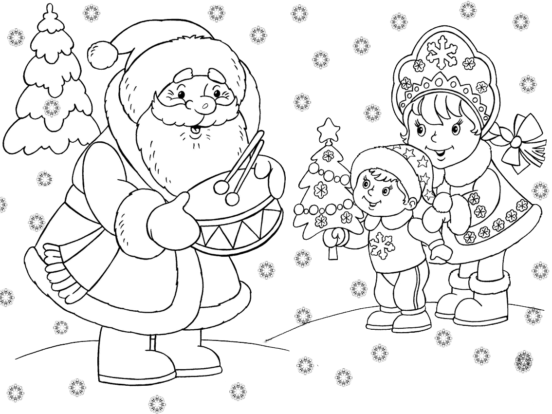 Новогодние раскраски с Дедом Морозом. Дед Мороз раскраска