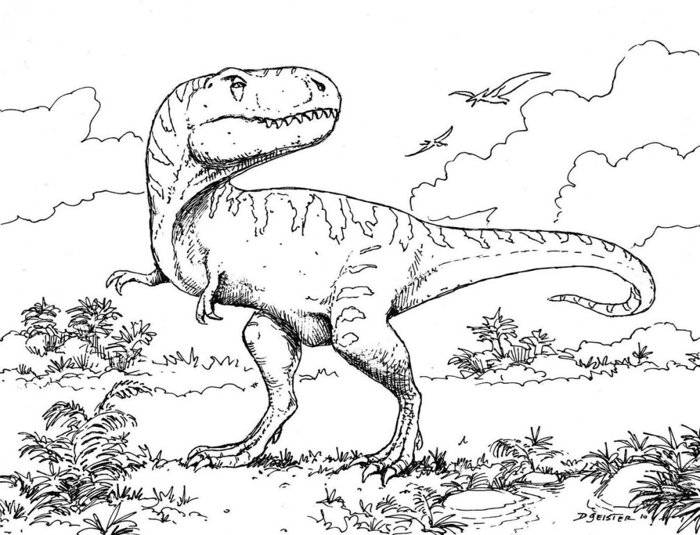 Раскраска крупный динозавр для детей распечатать бесплатно